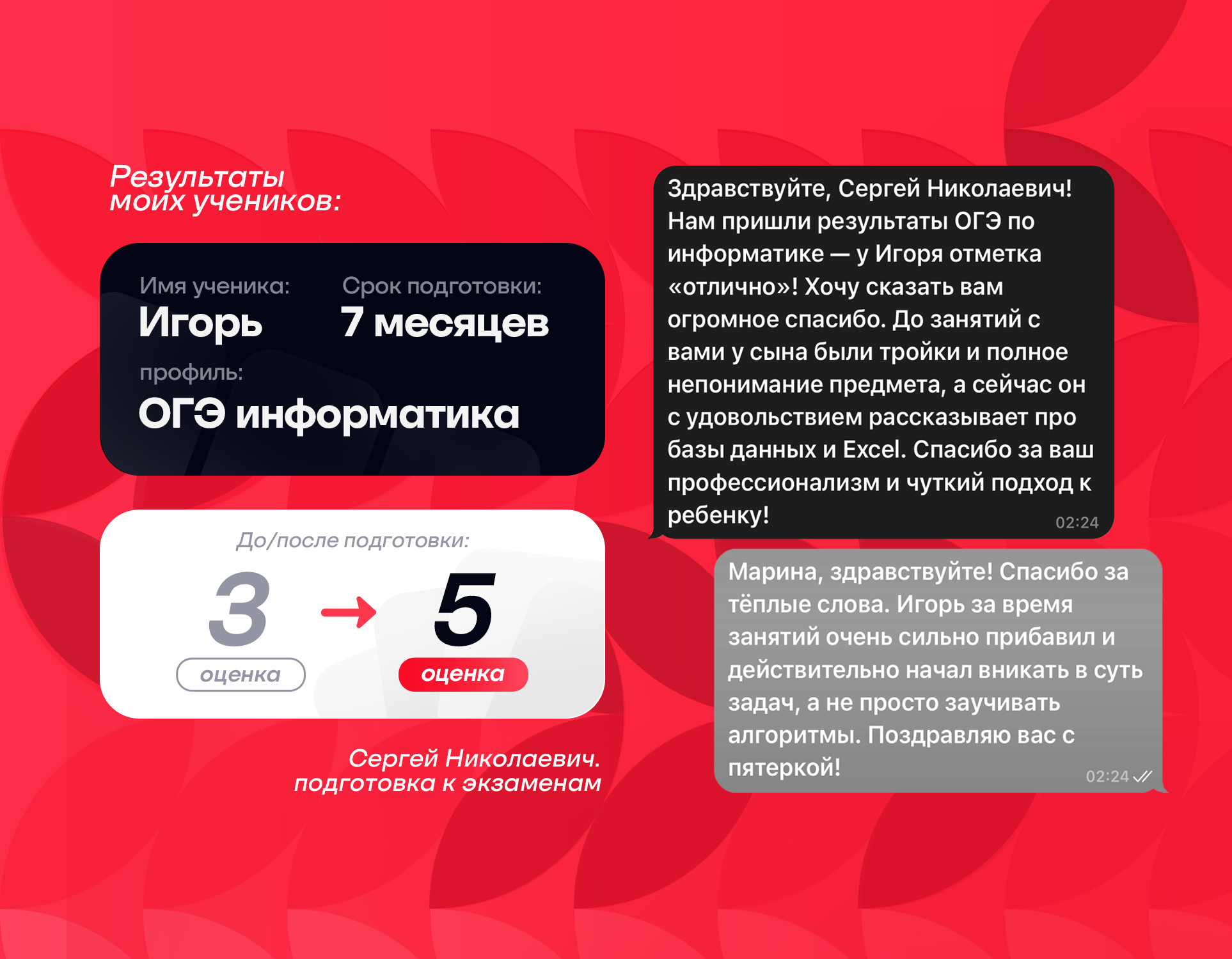 Результат ученика Игорь: 3 → 5